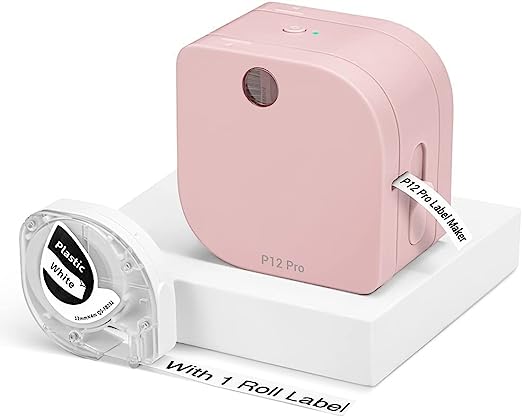 Phomemo Label Makers, Mini Rechargeable Label Printer with Label Tape 12mm 0.47 Inch, P12 PRO Bluetooth Label Maker, Small Label Maker Machine with Different Fonts for Organize School Office Supplies