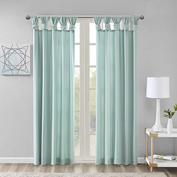 Comfort Spaces - Ekko Microtwill Twisted Tab Window Curtain Pair - Seafoam - 50x85 Inch Panel - 2 Panels