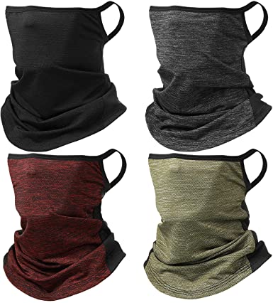 4 Pieces Bandanas Face Scarf Ear Loops Face Rave Cover Balaclava Neck Gaiter for Women Men Outdoors Sports