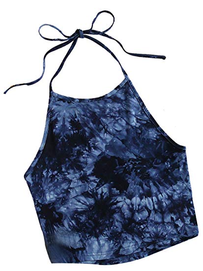 Romwe Women's Casual Tie Dye Sleeveless Vest Halter Cami Tank Top