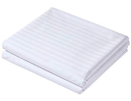 PHF Hotel Collection Flat Sheet 250T Cotton Polyester Percale 2 Pieces King Size White