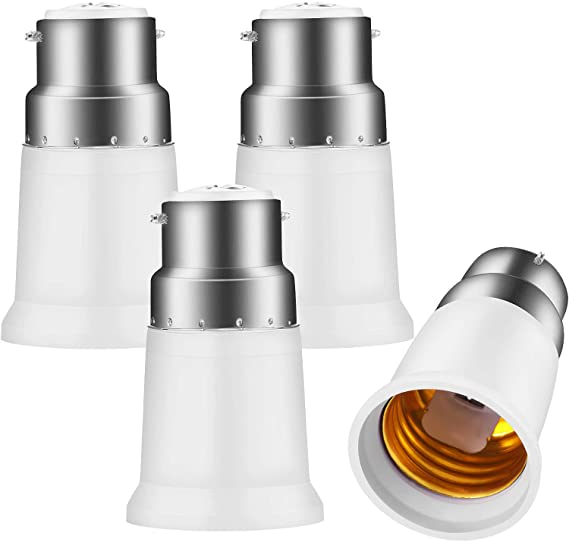 4 Pack B22 to E27 Light Socket Adapter Converter Base for LED Light ES Edison Screw Adapter Converter