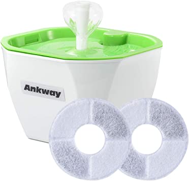 Ankway Bebedero Gatos, Fuente para Gatos Automático Bebedero para Mascotas 1.6L con filtros de Carbón y Detector de Nivel de Agua, Dispensador de Mascotas Silenciosa para Gatos y Perros