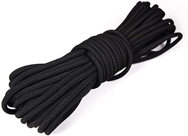 Atwood Rope MFG 3/8” inch Braided Utility Rope. Black, 100ft Made in USA, Lightweight Strong Versatile Rope for Camping, Survival, DIY, Knot Tying