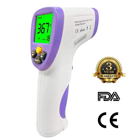Cysmile Non-Contact Forehead Thermometer, Digital Infrared Thermometer Gun Digital Temperature Measurement Accurate Instant Readings with Temperature Warning for Adults and Kids
