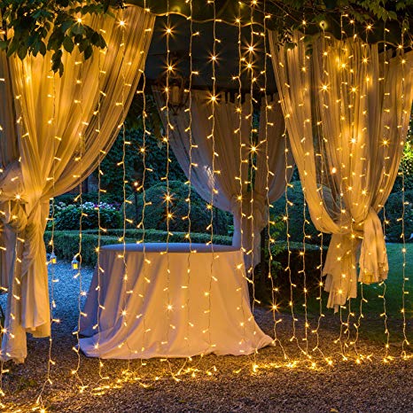 OxyLED Outdoor Garden String Lights,306 LED 8 Modes Curtain String Lights,Waterproof Outdoor/Indoor Window String Lights,Icicle String Lights,3m x 3m Decorative Lights For Home,Garden,Party,Festival