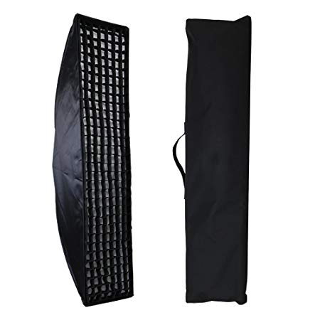 Fomito Bowens Grid Strip Softbox - 35x160cm / 14" X 63" with Beehive Honeycomb Grid Strip, Double Inner Soft Cloth and Carry Bag, 6500k Color Temperature for Portraits Photography