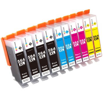 GPC Image 10 Pack Compatible Ink Replacement for HP 564XL (4 Black, 2 Cyan, 2 Magenta, 2 Yellow) for use in HP DeskJet 3520 3522 Officejet 4620 Photosmart 5520 6510 6520 7520 7525 D5460 D7560 Printers