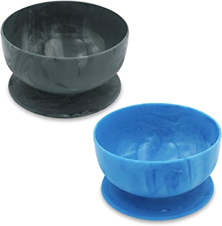 ChooMee Baby Suction Bowls | Powerful Suction Grip with Firm Bowl | Platinum Silicone | Small | 2 CT | Blue Grey