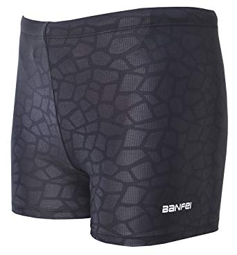 Vocni Men's Compression Quick Dry Rapid Swim Splice Square Leg Short Jammer Swimsuit