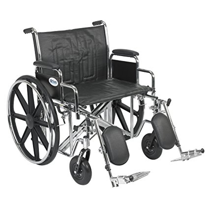 Drive Medical Sentra EC Heavy Duty Wheelchair with Various Arm Styles and Front Rigging Options, Black, Bariatric 24"