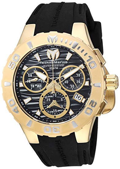 Technomarine Men's Cruise Stainless Steel Quartz Watch with Silicone Strap, Black, 26 (Model: TM-115076)