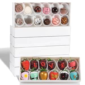 RomanticBaking 20Pack 12x4.8x2Inch Mother's Day Clear Bakery Boxes Chocolate Covered Strawberry Boxes for 12 Cookie Boxes Truffle Boxes Cakesickle Gift Boxes for Christmas Valentine's