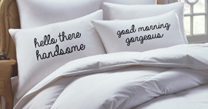 His and Hers Pillowcase Set-Hello Handsome, Good Morning Gorgeous Couples Pillowcase Set- NEW