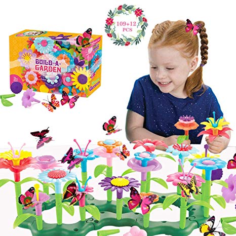 Conleke Flower Garden Building Toys for Kids Toddlers, Creative DIY Build a Bouquet Sets - Ideal Christmas Birthday Gifts for 4, 5, 6, 7, 8 Year Old Girls (109 12 PCS)
