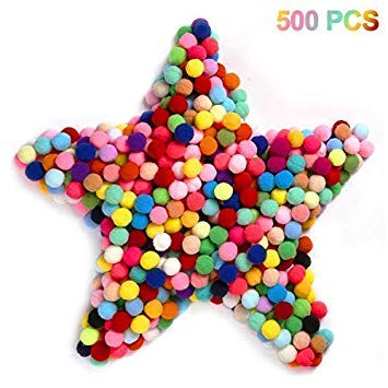 Cuttte 500pcs 1 inch Pom Poms for DIY Creative Crafts Decorations, Party Decor, Card Decor, Gumball Machine Costume, Color Matching Pom Pom Drop, Best Cat Toy, Assorted Colors