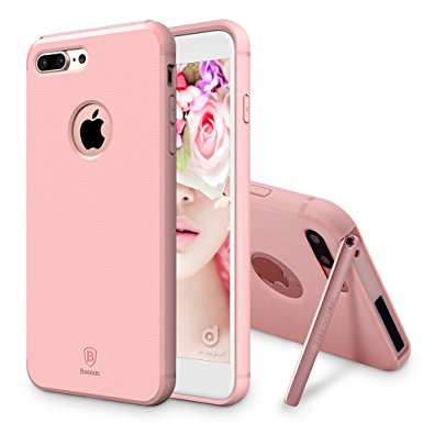 iPhone 7 Plus Case, [Hermit Bracket] [Shock Protection] Ultra Thin [Hidden Stand] Premium Lightweight [Germany Bayer TPU] Case for Apple iPhone 7 Plus - Pink