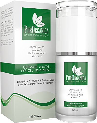 PurOrganica Eye Cream - Limited Edition - for Dark Circles, Puffiness, Eye Bags and Wrinkles – Double Sized 30ML - Organic Anti Ageing Cream with Vitamin C, Hyaluronic Acid, Jojoba Oil and Vitamin E
