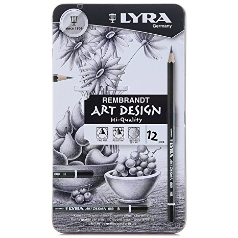 LYRA Rembrandt Art Design Drawing Pencils, Set of 12 Pencils, Assorted Degrees (1111120)