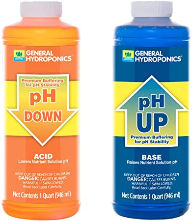 General Hydroponics pH Up and pH Down Liquids - Stabilize Nutrient pH in Hydroponics, 1 qt.