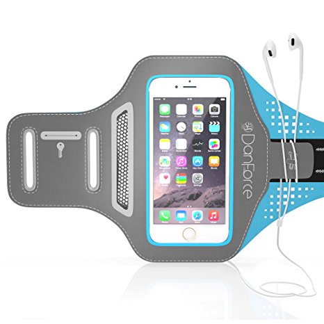 iPhone 7 , 6/6s armband - DanForce Water Resistant Sports Running Armband With Key Holder,Cable Locker,Cards Holder For iPhone 7/ 6/6S , iPhone 5/5C/5S -Up to 5.1 Inches(Blue)