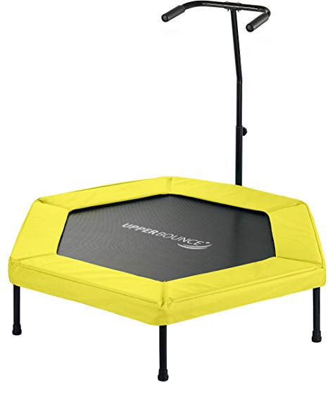 Upper Bounce Hexagonal Fitness Mini-Trampoline - T-Shaped Adjustable Hand Rail - Bungee Cord Suspension