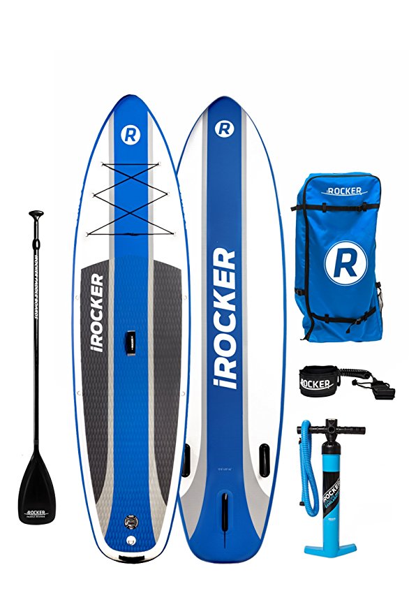 iROCKER Cruiser Inflatable Stand up Paddle Board 10'6 Long 33" Wide 6" Thick SUP Package (Blue)
