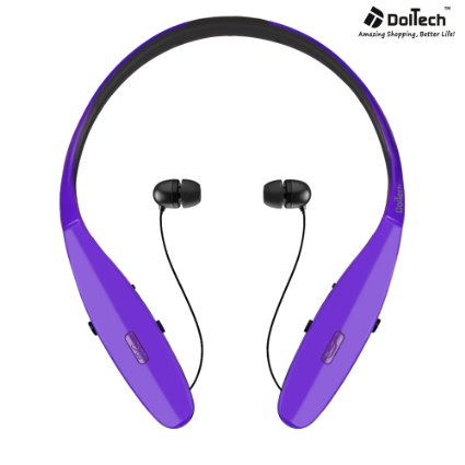 Bluetooth Headphones, DolTech Stereo Neckband Wireless Headset Sport Earbuds for Sport/Running/Gym/Exercise Lightweight Sweat-proof NoiseEarbud for Cell Phones (960 Purple)