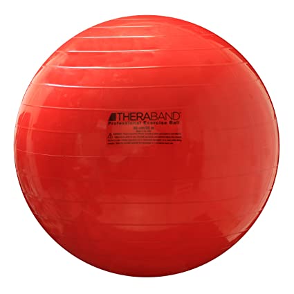 TheraBand Exercise Ball, Stability Ball with 55 cm Diameter for Athletes 5'1" to 5'6" Tall, Standard Fitness Ball for Posture, Balance, Yoga, Pilates, Core, Rehab, Red