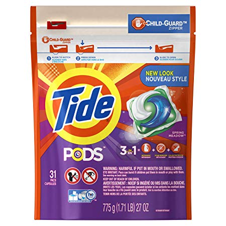 Tide PODS 3 in 1 HE Turbo Laundry Detergent Pacs, Spring Meadow Scent, 31 Count Bag