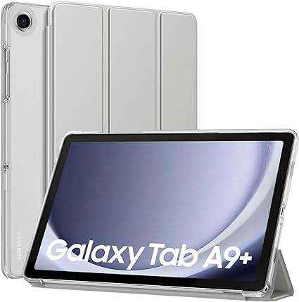 MoKo Case for Galaxy Tab A9 Plus 11 inch 2023, Slim Stand Protective Smart Cover with Hard PC Translucent Back Shell for Tab A9 Plus Tablet (SM-X210/X216/X218), Auto Wake/Sleep, Silver