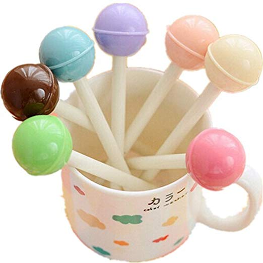 KitMax (TM) Pack of 8 Pcs 0.38mm Cute Cool Novelty Candy Color Lollipops Decor Gel Ink Pen Office School Supplies Students Children Gift (Color May Vary)