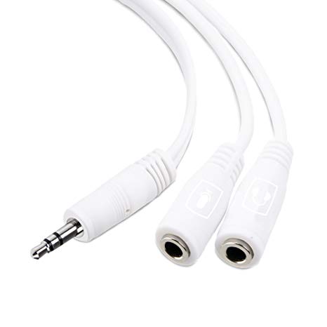 Mobi Lock 3.5mm Stereo Audio Splitter, Audio Jack Male to Female Headphone and Microphone Adapter Cable