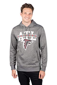 ICER Brands NFL Men's Fleece Hoodie Pullover Sweatshirt Zipper Pocket, Gray/Navy