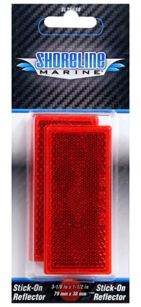 Shoreline Marine Stick-On Trailer Reflector, Reflective Red