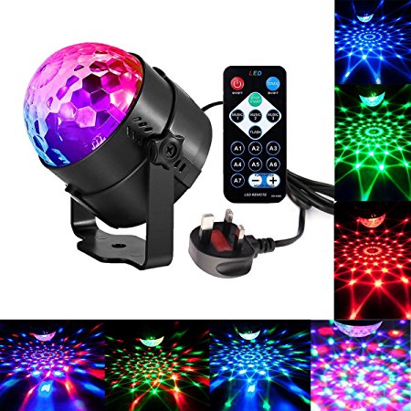 Disco Lights LED Party Lights Sound Activated Strobe Light Stage Light Disco Ball Dj Lights for Christmas Birthday Wedding DJ Karaoke Show Club Festival Home outdoor (7Colors Remote-UP)
