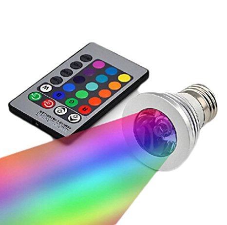 LyonsBlue E27 3W RGB LED Magic Light Bulb Lamp   24Key IR Remote Control Colors Change