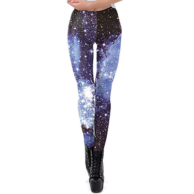 Idingding Womens Galaxy Star Printed High Waist Leggings Pants