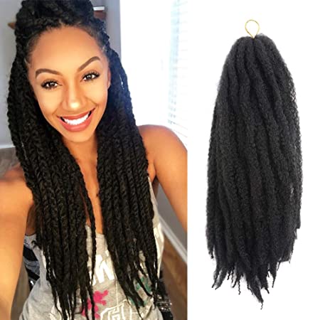 ToyoTress Marley Hair Crochet Braids - 20 Inch 6 Packs Marley Twist Crochet Hair For Faux Locs 1B Natural Black , Afro Kinky Curly Marley Braids Synthetic Braiding Hair Extensions (20 Inch, 1B-6P)