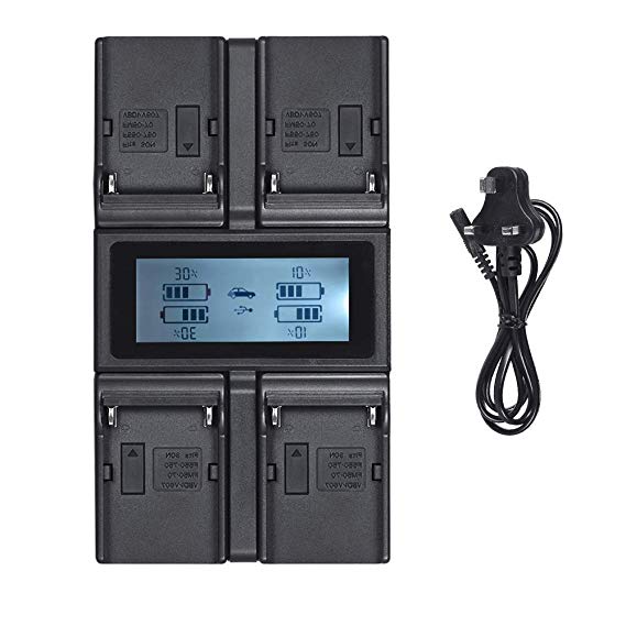 Andoer NP-F970 Battery Charger 4-Channel with LCD Display for Sony NP-F550 F750 F950 NP-FM50 FM500H QM71