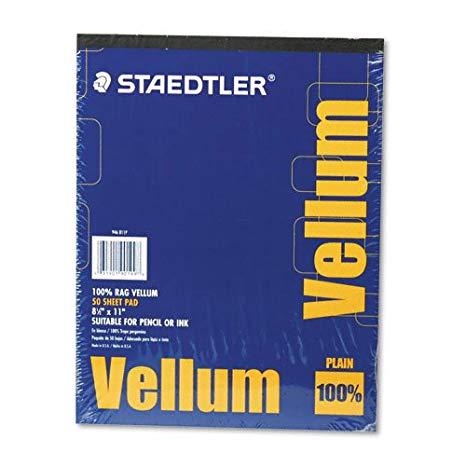 Staedtler Mars Vellum Paper, 16#, Rag, 8.5 x 11 Inches, Plain, 50 Sheets per Pad (946811P)