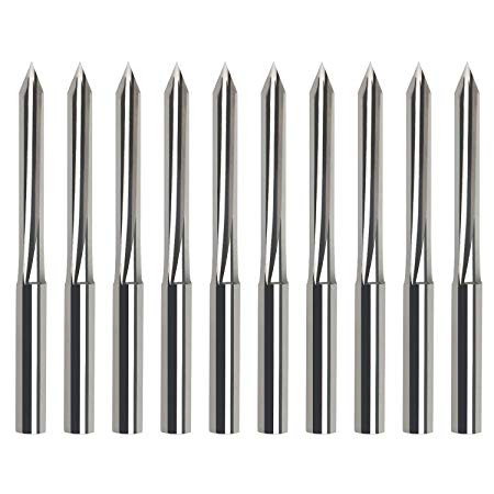 CNC Engraving Bits, EnPoint 60 Degree V Bits with 2-Flute Straight Groove 1/8” Shank 0.1mm Tip Carbide Router Bits Marking Conical Carving Liner Metal Engraving Tool for Steel Aluminum MDF Wood