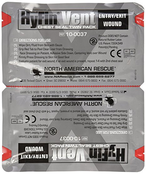 North American Rescue Hyfin Vent Chest Seal, 2 Count