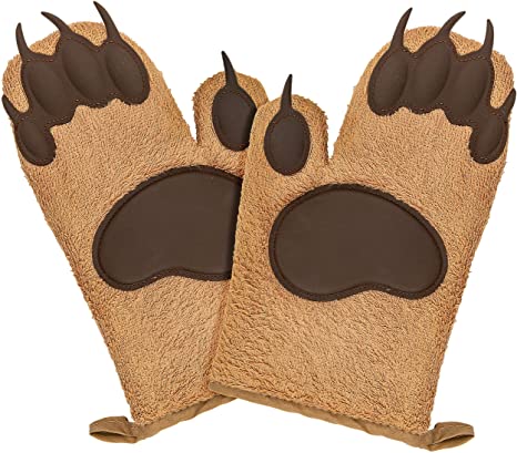 Fairly Odd Novelties FON-10278 Bear Oven Mitts Set Funny and Cute Kitchen Mittens/Potholders for Baking Christmas or Everyday Cooking Gloves, One Size, Brown