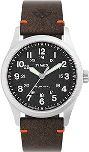 Timex Men's Expedition North Field Mechanical 38mm Watch - Brown Strap Black Dial Stainless Steel Case