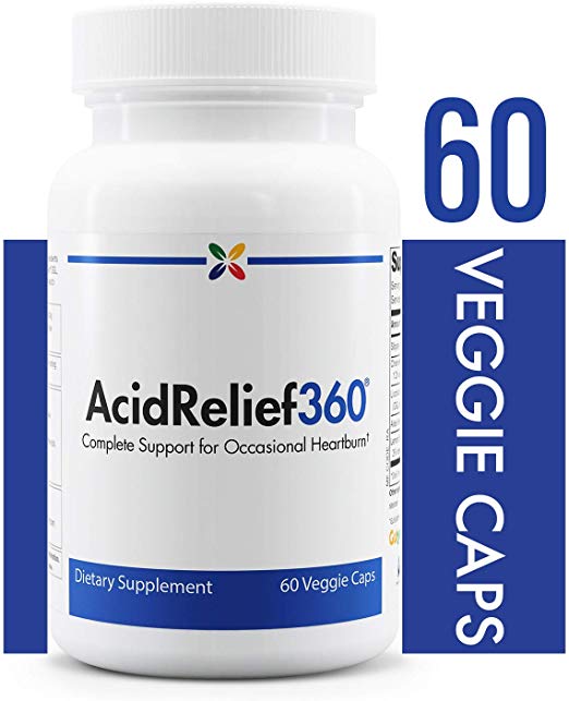 Stop Aging Now - AcidRelief360 Formula with GutGard - Complete Support for Occasional Heartburn - 60 Veggie Caps