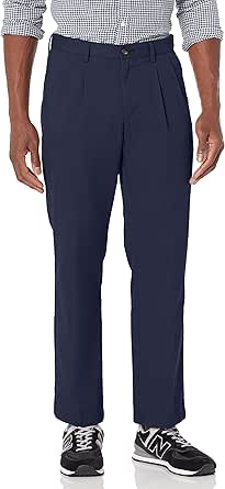 Amazon Essentials Men's Classic-Fit Wrinkle-Resistant Pleated Chino Pant (Available in Big & Tall)