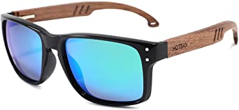 HOTSAN Wood Sunglasses Polarized for Men and Women-Bamboo Wooden Sunglasses with 100% UVA/UVB Ray Protection
