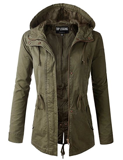 TL Women's Versatile Militray Anorak Parka Hoodie jackets with Drawstring