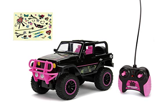 Jada Toys Girlmazing Jeep Wrangler RC Car, 1: 16 Scale Remote Control, Black & Camo